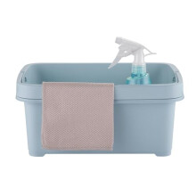 Minky Storage Caddy with Divider, Storage Basket with Divider, Foldaway Handle, Cleaning Caddy, Bathroom Storage & Organisation