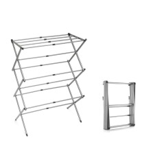 Prima 3 Tier Extendable Telescopic Compact Foldable Airer, Clothes Laundry Rack with 5M Washing Line Drying Space, Metal, Grey, 5 Metres