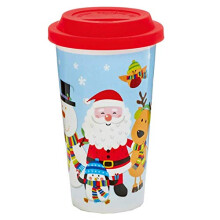 Premier Novelty Christmas Character Design Travel Mug - Santa and Friends