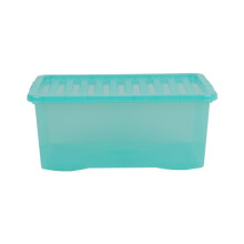 Wham Crystal 45 Liter Storage, Heavy Duty Plastic Storage Box With Lids Home Office Stackable Nestable, Large Storage Boxes With Lids 60 x 40 x 25 cm