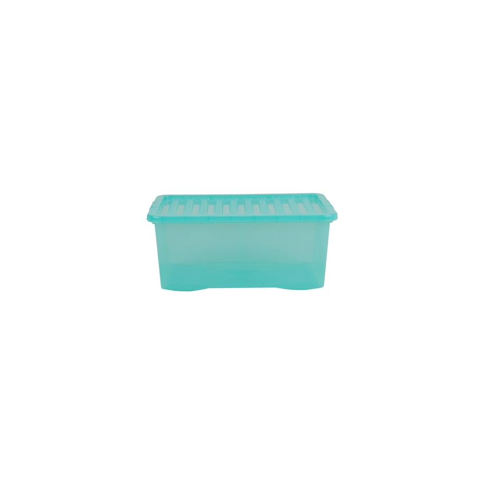 Wham Crystal 45 Liter Storage, Heavy Duty Plastic Storage Box With Lids Home Office Stackable Nestable, Large Storage Boxes With Lids 60 X 40 X 25 Cm