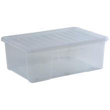 Wham Crystal 68 Liter Heavy-Duty Storage Boxes - Clear Plastic, Stackable & Nestable Design for Home and Office Organization - Space-Saving Solution,