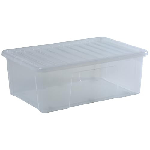 Wham Wham Crystal 68 Liter Heavy-Duty Storage Boxes - Clear Plastic, Stackable & Nestable Design for Home and Office Organization - Space-Saving Solution,
