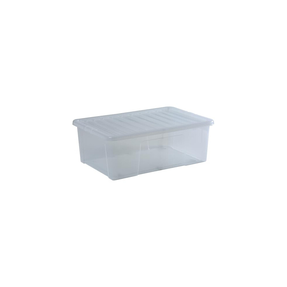 Wham Crystal 68 Liter Heavy-Duty Storage Boxes - Clear Plastic, Stackable & Nestable Design For Home And Office Organization - Space-Saving Solution,