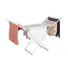Addis Heated Fold out Winged Indoor Clothes Airer Quick Drying 12 metres drying space, Electric with UK plug 230w, Silver