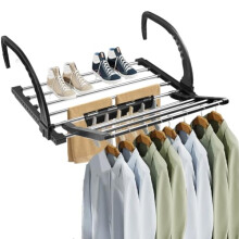 REFORUNG Balcony Clothes Dryer Stainless Steel 50 cm Balcony Dryer Foldable Hanging Dryer Clothes Airer Wall Dryer Radiator Black Hanging Clothes
