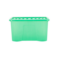 Wham Crystal 3 x 60L Stackable Plastic Storage Boxes with Lids | Ideal for Home, Office, Toys & More | Large Boxes | Made in UK - Leprechaun Green