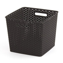 Curver 03613-210-00 My Style Foldaway Storage Box Rattan Effect Large 30 L Tall Chocolate