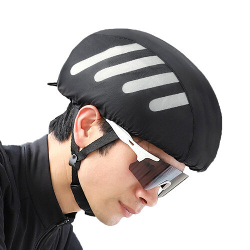 Housse de casque de vélo avec bandes réfléchissantes,-Noir