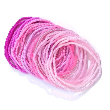 Bracelet de cheville en perles de verre bohème, 30 pièces,-Rose