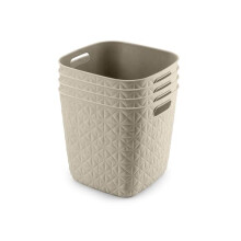 CURVER Softex 4x 15L Storage Baskets, 100 percent Recycled Material, Lightweight, For Bathroom, Living Room, Kitchen, Chalk White