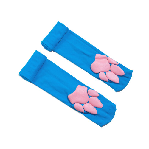 Coussinet de patte de chat rose, bas hauts de cuisse,-Bleu ciel