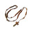 Collier chapelet croix en perles de bois,-Marron foncé 6