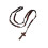 Collier chapelet croix en perles de bois,-Marron foncé 7