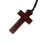 Collier chapelet croix en perles de bois,-Marron foncé 8