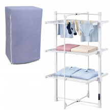 HOUSZY Large 3-Tier Electric Clothes Airer with Cover, Timer, Hooks, Indoor