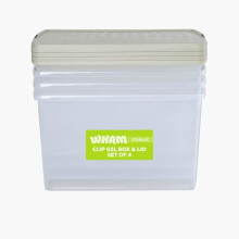 Wham Clip 4 x 62L Rectangular Stackable Plastic Storage Boxes with Lids | Ideal for Home, Office, Toys & More | Storage Containers with Clip Locks |