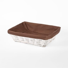 5PCS White Wicker Hampers With Liner Retail Display Tray Gift Basket Kitchen Storage Basket (Brown Liner, White Basket)