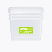 Wham Clip 3 x 21.5L Rectangular Stackable Plastic Storage Boxes with Lids | Ideal for Home, Office, Toys & More | Storage Containers with Clip Locks |