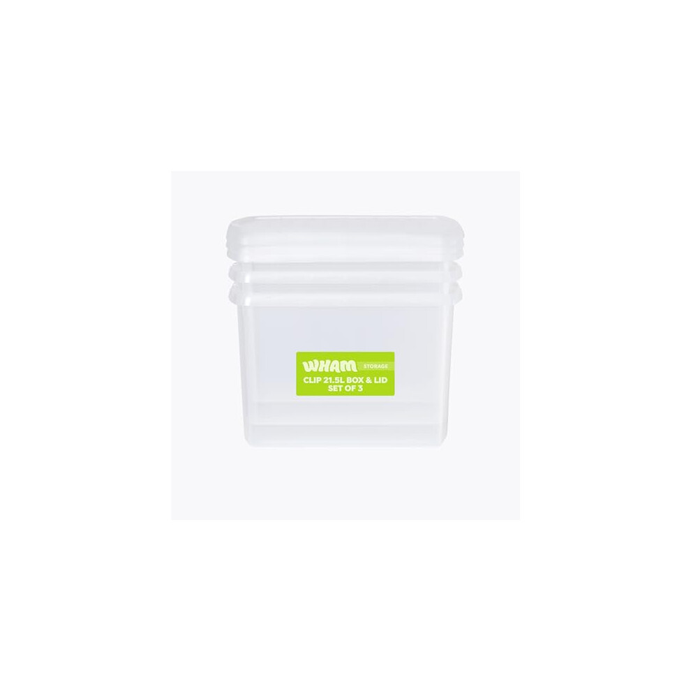 Wham 21L Clear Rectangular Storage Box with Lid 3 Pack - Image 5