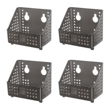 Cetomo Plastic Hanging Baskets with Hole, Wall Mounted Storage Boxes, Hangable Shelf Basket Organizer with Hooks, for Bathroom Shower Home Kitchen,