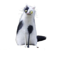(Strange cat) Handgefertigte Filzpuppe aus Naturwolle, handgenäht, warme, weiche Tischdekoration, Sammlerstück für Zuhause