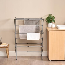 Novostyl Foldable 3 Tier Clothes Airer with 11 Bars & Up to 20kg Support - Compact & Space-Saving Clothes Drying Rack, Extendable to 74cm - Clothes