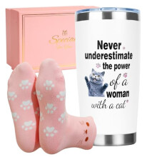 Cat Gifts for Women, Funny Cats Mum Gifts for Cat Lovers, 20oz Travel Tumbler Christmas Birthday Gift, Mother's Day Presents Set