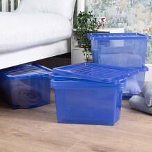 Wham Crystal 5 x 28L Stackable Plastic Storage Boxes with Lids | Ideal for Home, Office, Toys & More | Medium Boxes | Made in UK - Spectrum Blue