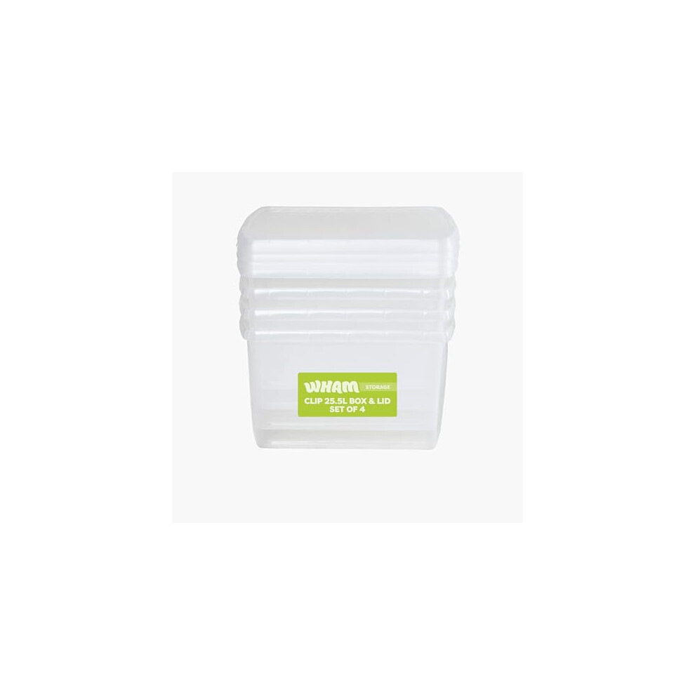Wham Clip Square Plastic Storage Boxes with Secure Clip Lock Lids Clear/Clear/Clear - Image 4