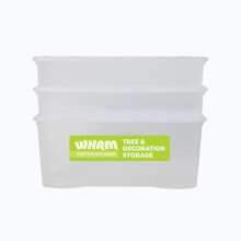 Wham Festive 3-Piece Christmas Storage Set | 1 x 133L Christmas Tree Box & 2 x 55L Decorations Boxes | Stackable & Nestable | Made in UK