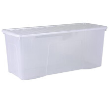 Wham Crystal 2x 133L Plastic Storage Boxes with Lids. Clear, Extra Large, Strong (Pack of 2, 133 Litre) Made in the UK