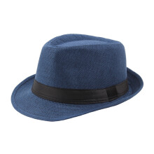 Chapeau de soleil Fedora Ă bord court, couleur unie,-Bleu