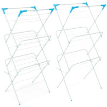 Satargo 3-Tier Clothes Airer – Foldable Indoor Laundry Rack, Compact (Pack of 2 Airers) 136x61x43cm, 15kg Capacity, White