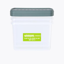 Wham Clip 3 x 21.5L Rectangular Stackable Plastic Storage Boxes with Lids | Ideal for Home, Office, Toys & More | Storage Containers with Clip Locks |