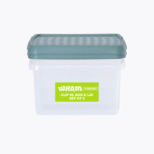 Wham Clip 2 x 9L Square Stackable Plastic Storage Boxes with Lids | Ideal for Home, Office, Toys & More | Storage Containers with Clip Locks | Made in