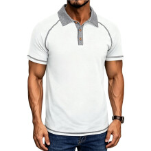 Mannen Shirts Korte Mouw Raglan Kraag Casual Zomer Mode voor Shirts Wit S