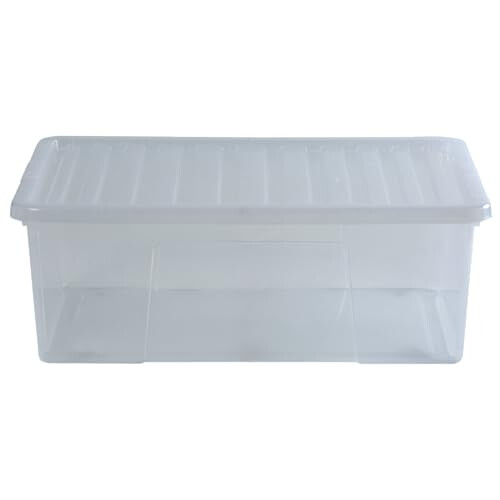 Wham Wham Crystal 68 Liter Heavy-Duty Storage Boxes - Clear Plastic, Stackable & Nestable Design for Home and Office Organization - Space-Saving Solution, 1