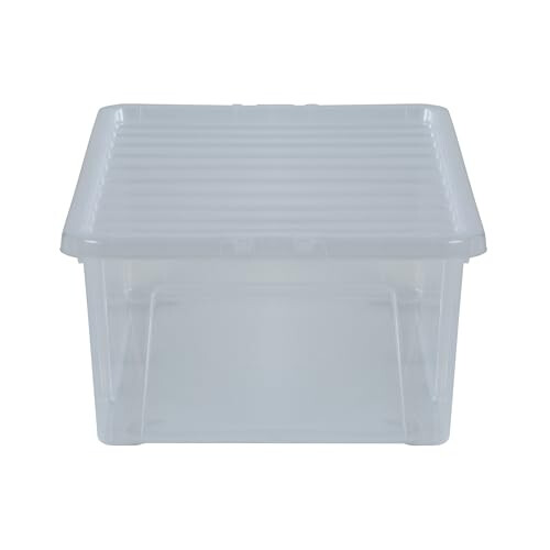 Wham Wham Crystal 68 Liter Heavy-Duty Storage Boxes - Clear Plastic, Stackable & Nestable Design for Home and Office Organization - Space-Saving Solution, 2