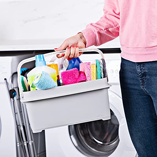 Minky Minky Multipurpose Cleaning Caddy with Handle & Divider (Grey, Twin Pack) 2