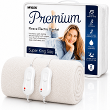 (Fleece, Super King) Mylek Heated Electric Blanket Machine Washable