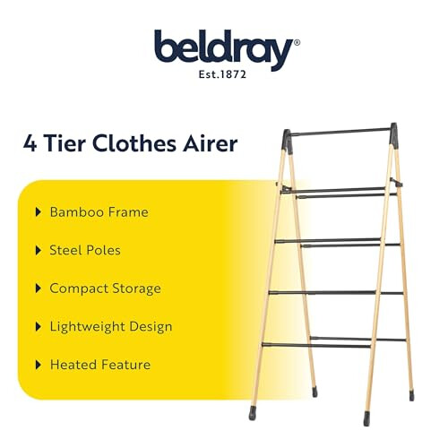 Beldray Beldray 4 Tier Ladder Clothes Airer, Extendable 3.4-6.1 m 1