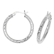(25mm) 925 Sterling Silver Ladies Hoop Earrings - 10, 15, 20, 25, 30mm