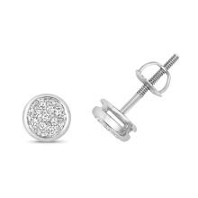 9ct White Gold Ladies Diamond Stud Earrings Brilliant Cut 0.07 Carat G-H - SI - 6mm*6mm