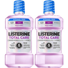 Listerine Mouthwash Total Care Mild Mint Anticavity Treatment for Adults Kills 99.9% of Bad Breath Germs No Burn Alcohol Free,2 Pack of 33.8 fl oz/1 L
