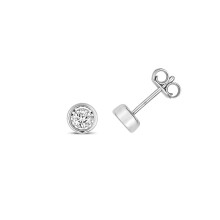 Classical 9ct White Gold Ladies Diamond Stud Earrings Brilliant Cut 0.20 Carat H - I1 - 6mm*6mm