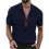 Mens Textured Short Sleeve Camp Collar Shirt Deep  S 1