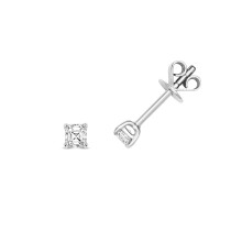 18ct White Gold Ladies Diamond Stud Earrings Asscher Cut 0.29 Carat - 3mm*3mm