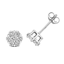 Stunning 9ct White Gold Ladies Diamond Stud Earrings Brilliant Cut 0.52 Carat H - I1 - 6mm*6mm