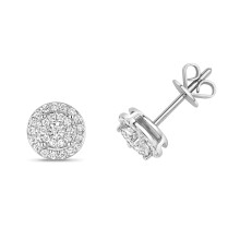 9ct White Gold Ladies Diamond Stud Earrings Brilliant Cut 0.24 Carat H-I - I1 - 8mm*8mm